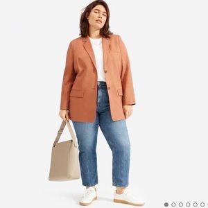 New EVERLANE Cotton-Linen Blazer in Soft Rust Size 4